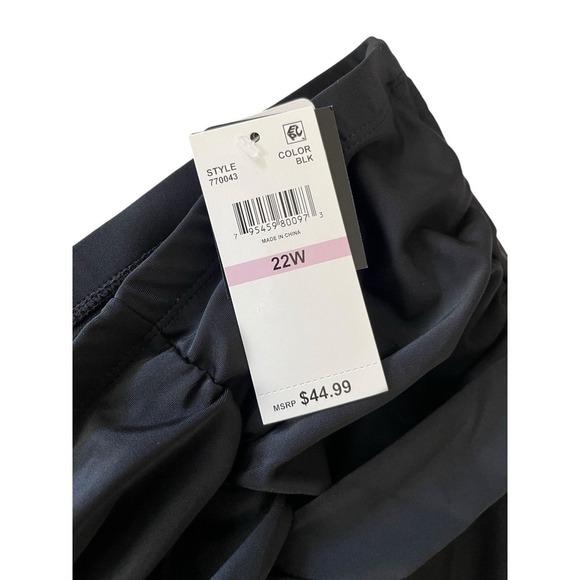 ISLAND ESCAPE Black High Waist Tummy Control Ruched Swim Bottoms‎ Plus Size 22W - Picture 3 of 4